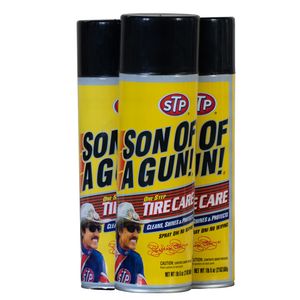 اسپری تمیز کننده و براق کننده تایر خودرو اس تی پی مدل sun of gun حجم 595 گرم بسته 3 عددی
