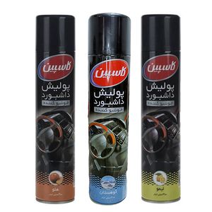 اسپری پولیش داشبورد خودرو کاسپین مدل sp3 حجم 300 میلی‌ لیتر مجموعه 3 عددی