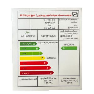 برچسب مصرف انرژی شیشه جلو خودرو وارون مدل p 709 مناسب برای دنا