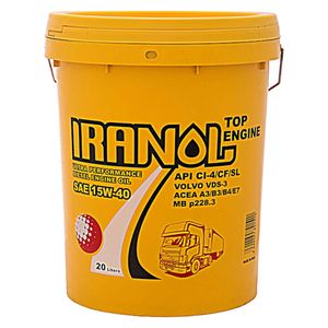 روغن موتور ایرانول مدل تاپ انجین 10w40 یورو 5 حجم 20 لیتر
