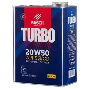 روغن موتور خودرو بنزینی بوش مدل توربو 20w50 sg_cd حجم 3_5 لیتر