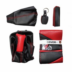 روکش فرمان کاور پلاس مدل qcluxe red به همراه سردنده و گردگیر و روکش ترمز دستی و کاور سویچ مناسب برای کوئیک