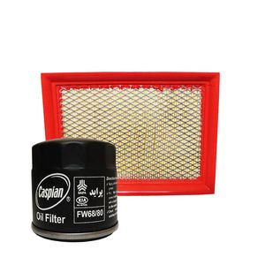 فیلتر هوای خودرو کاسپین مدل 6880fc2199x به همراه فیلتر روغن مناسب برای پراید 132