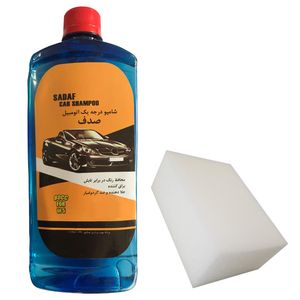 مایع تمیز کننده بدنه خودرو صدف مدل sf 500ml حجم 500 میلی لیتر به همراه اسفنج