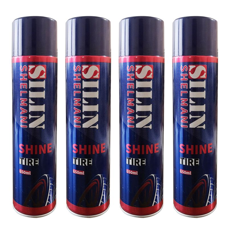 اسپری براق کننده لاستیک خودرو سیلین مدل shine حجم 650 میلی لیتر بسته 4 عددی