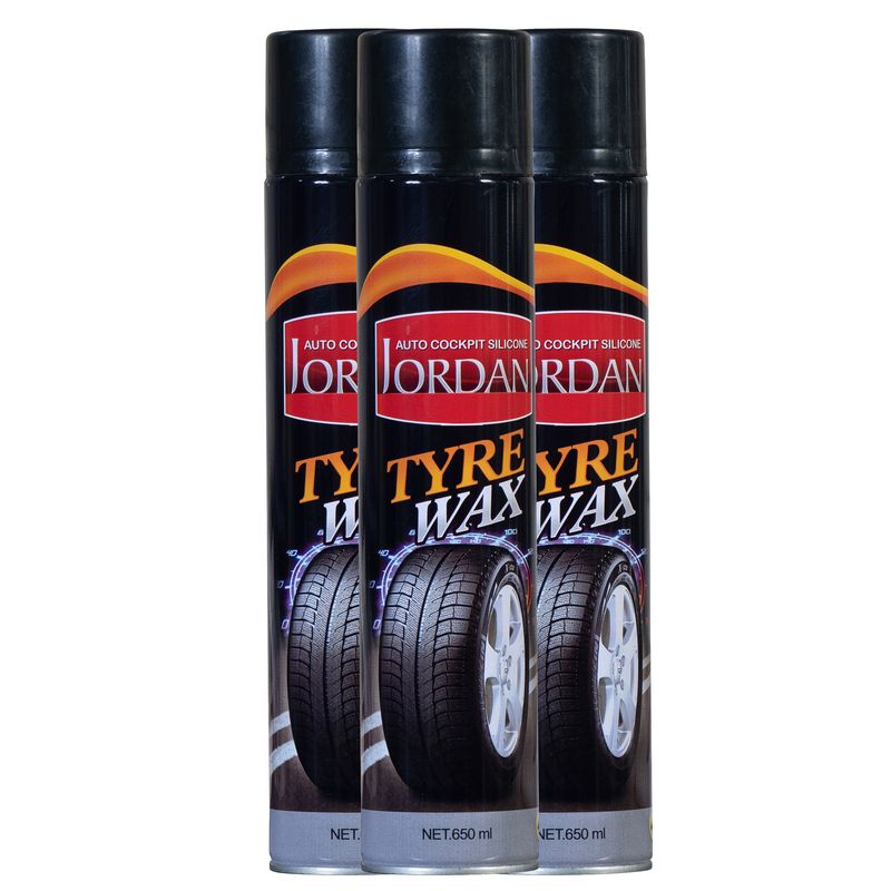 اسپری تمیز کننده و براق کننده تایر خودرو جردن مدل t01 حجم 650 میلی لیتر بسته 3 عددی