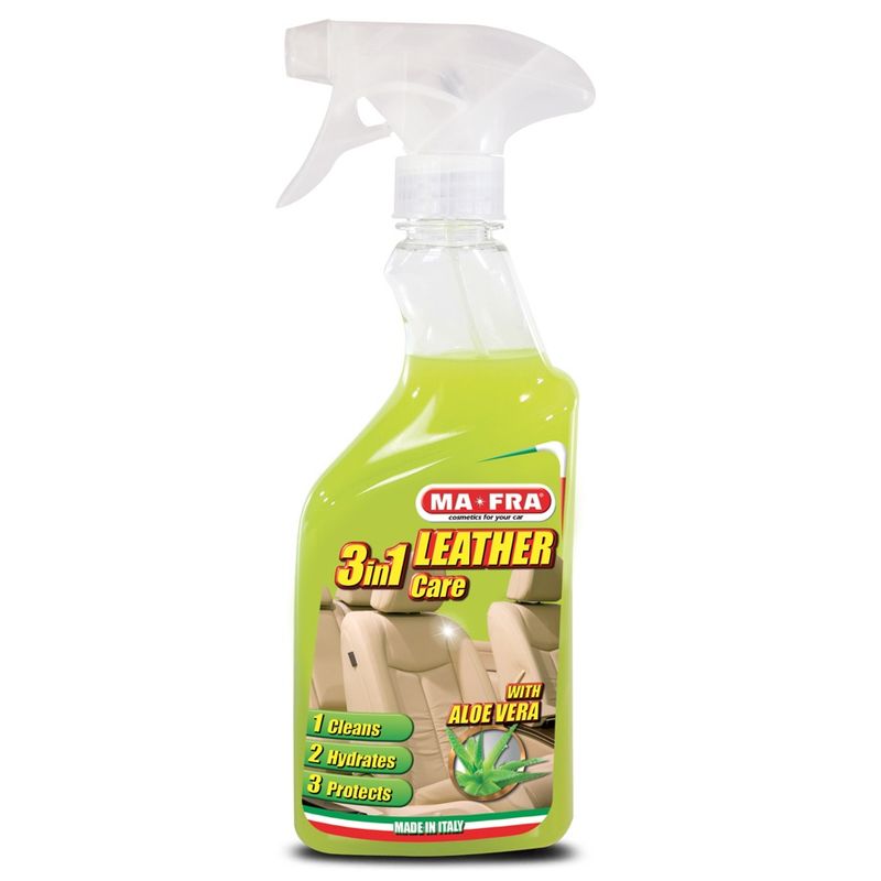 اسپری تمیزکننده چرم خودرو مفرا مدل leather care 3in1 حجم 500 میلی لیتر