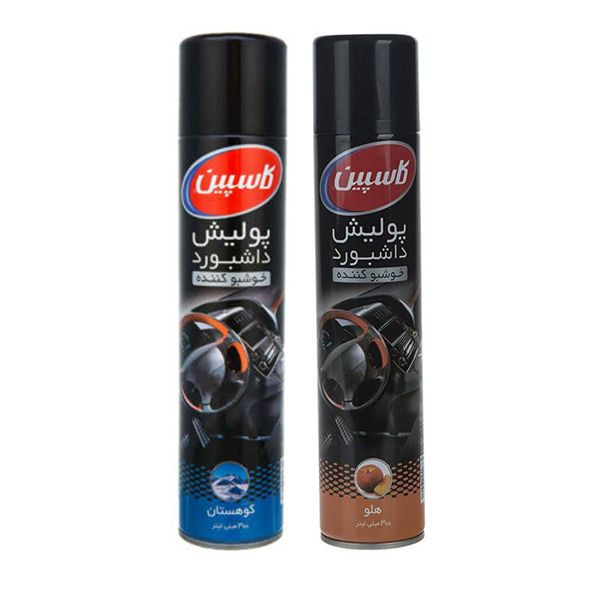 اسپری پولیش داشبورد خودرو کاسپین مدل mountain & peach حجم 300 میلی‌ لیتر مجموعه 2 عددی