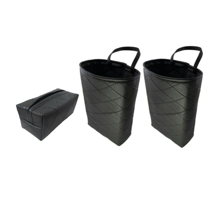 جای دستمال کاغذی خودرو مدل گلکسی به همراه سطل زباله خودرو بسته 3 عددی