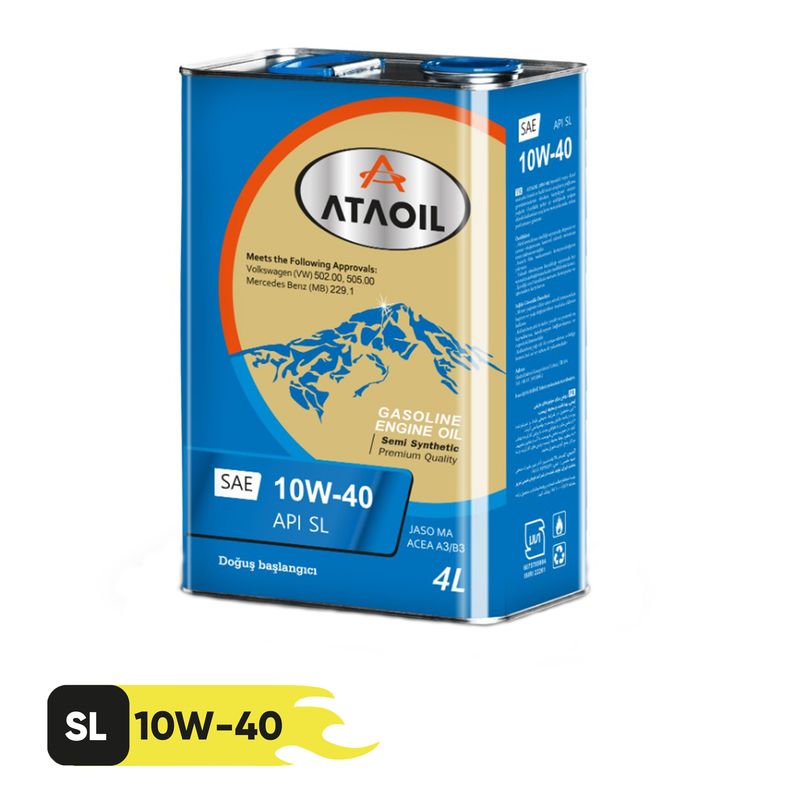 روغن موتور بنزینی آتا اویل مدل 10w 40 sl حجم 4 لیتر