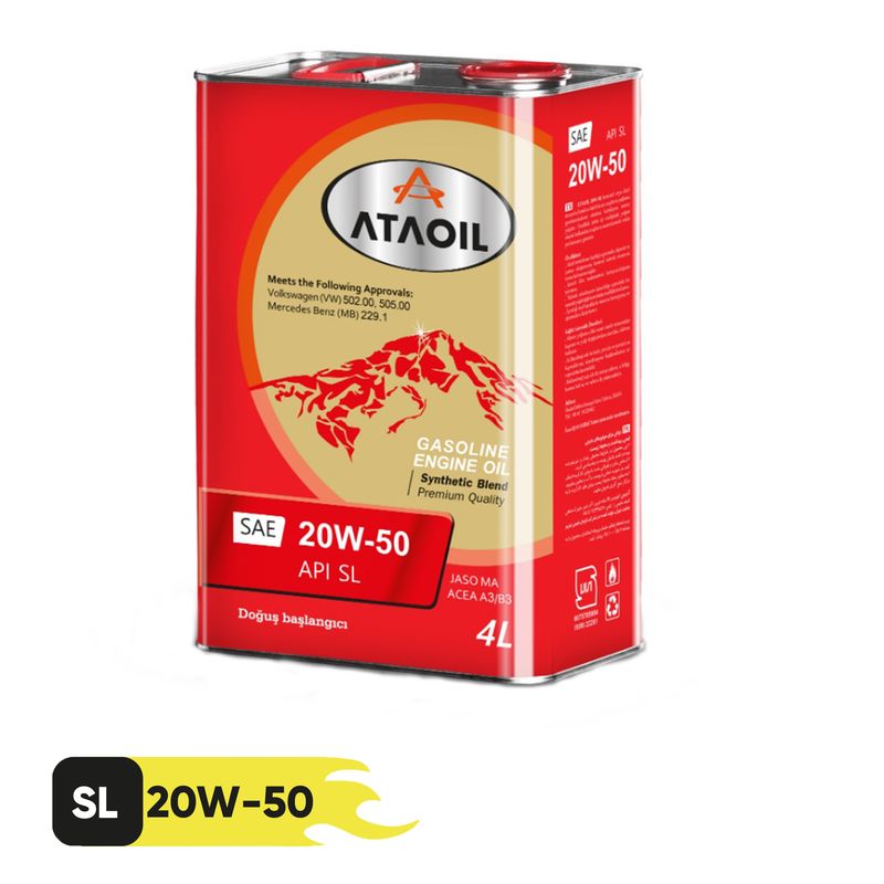 روغن موتور بنزینی آتا اویل مدل 20w 50 sl حجم 4 لیتر