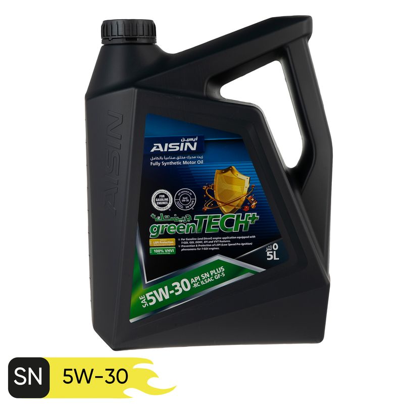 روغن موتور خودرو آیسین مدل 5w 30 sn plus ظرفیت 5000 میلی لیتر