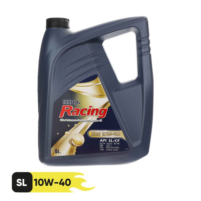 روغن موتور خودرو ایرانول مدل racing 10w40 حجم 5 لیتر