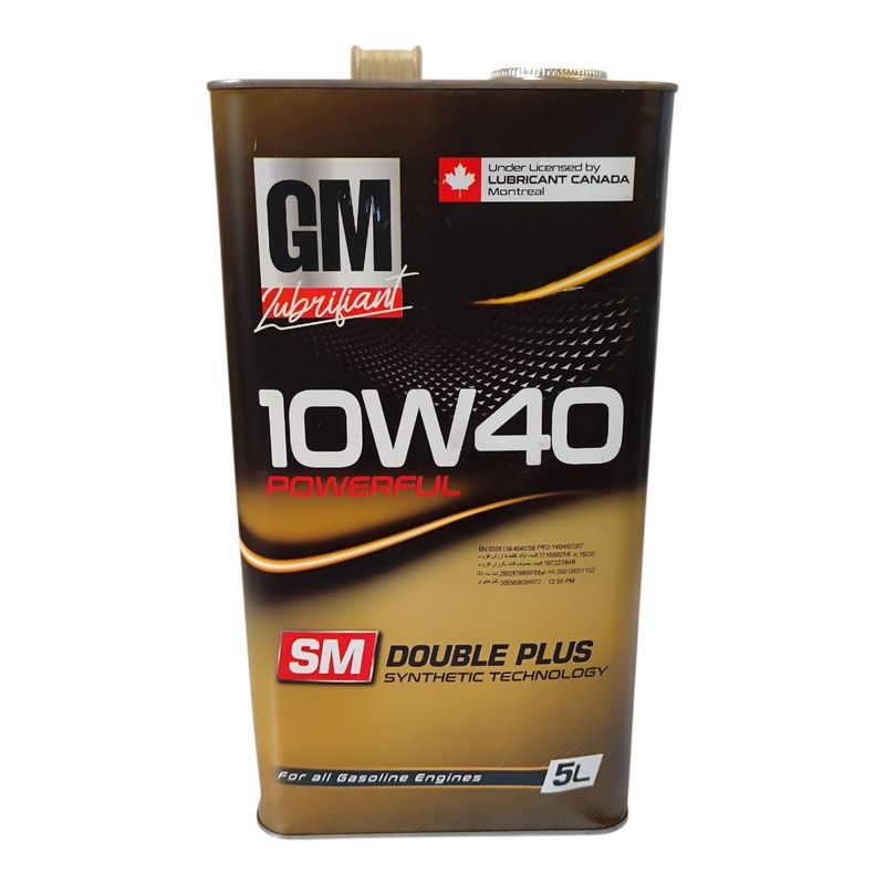روغن موتور خودرو بنزینی جی ام لوبریفیانت مدل دابل پلاس sm 10w 40 حجم 5 لیتر