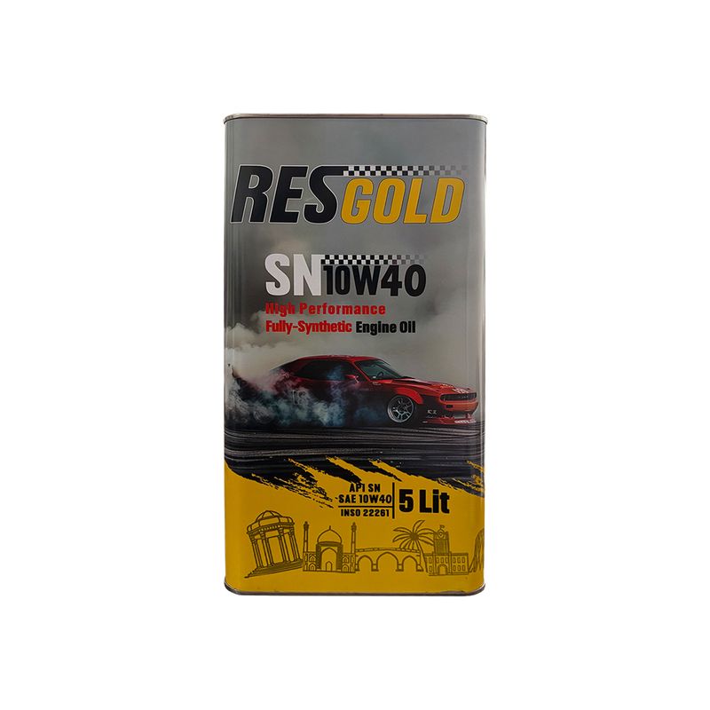 روغن موتور خودرو بنزینی رسکو مدل res gold  sn 10w40 sn 10w 40 حجم 5 لیتر