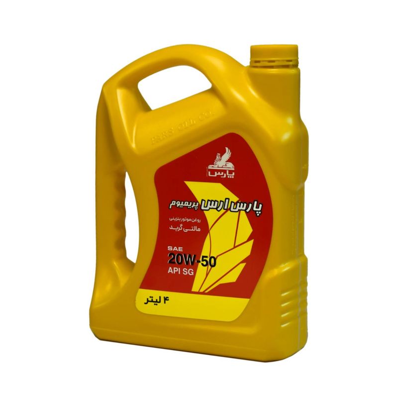 روغن موتور خودرو بنزینی نفت پارس مدل ارس پریمیوم sg 20w 50 حجم 4 لیتر