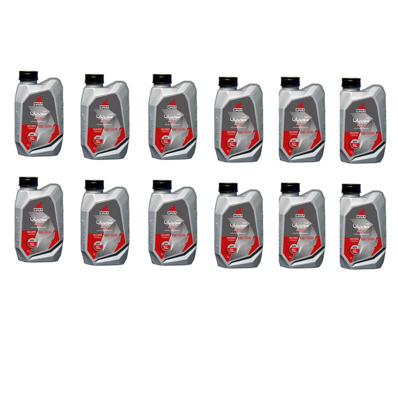 روغن موتور خودرو بنزینی نفت پارس مدل سوپر پایا پریمیوم کد sl 20w 50 حجم 1 لیتر بسته 12 عددی