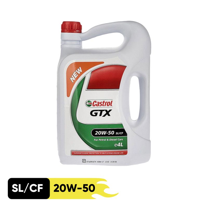 روغن موتور خودرو کاسترول مدل gtx 20w50 sl حجم 4 لیتر