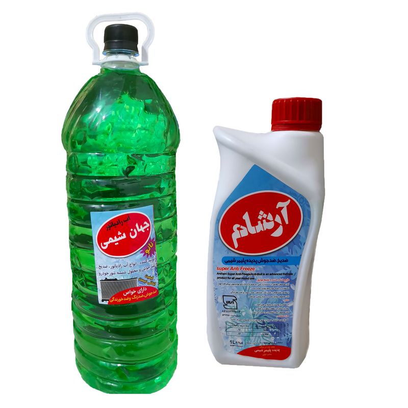 ضدیخ آرشام و آب رادیاتور جهان شیمی مدل la حجم 4000 میلی لیتر بسته دو عددی