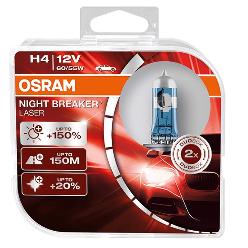 لامپ خودرو اسرام مدل night breaker 150 کد پایه h4 بسته 2 عددی