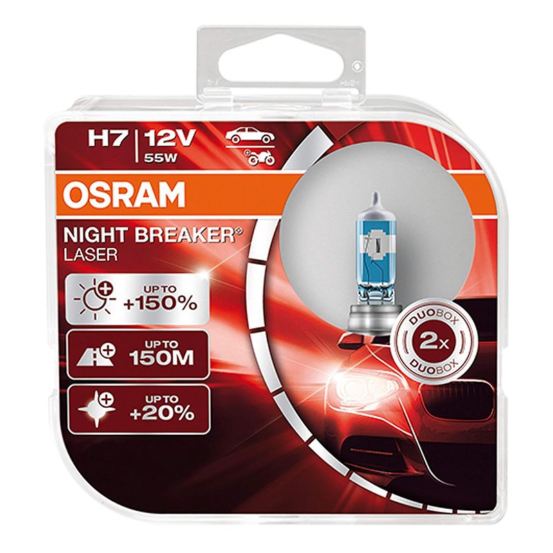لامپ خودرو اسرام مدل نایت بریکر 150٪ پایه h7 بسته 2 عددی