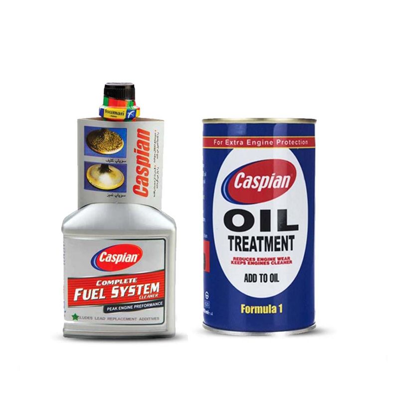 مجموعه ی مکمل روغن و پاک کننده ی انژکتور خودرو کاسپین مدل cleaner 12