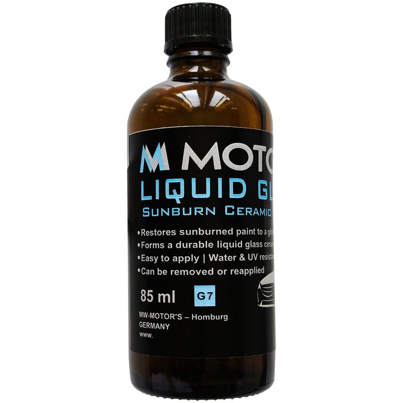 محلول سرامیک رفع آفتاب سوختگی خودرو ام موتورز مدل liquid glass g7 حجم 85 میلی لیتر