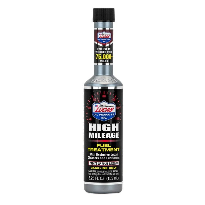 مکمل و تمیز کننده کامل سیستم سوخت لوکاس مدل high mileage حجم 155 میلی لیتر