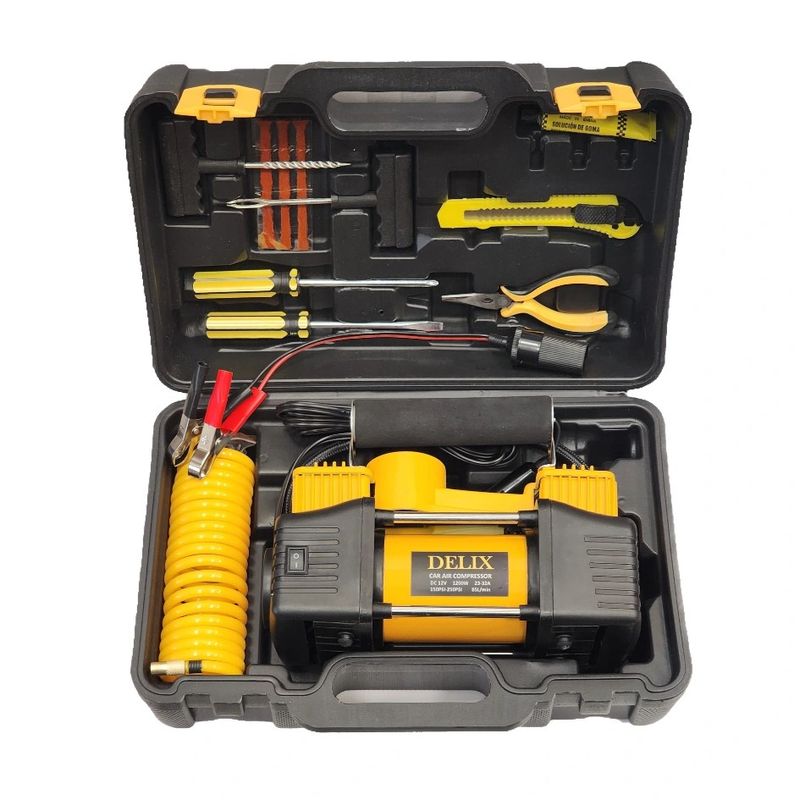 پمپ باد فندکی دلیکس مدل dc12v مجموعه 15 عددی