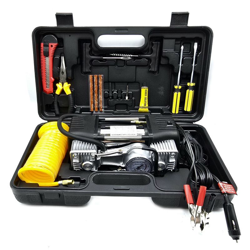 کمپرسور باد خودرو 23 وات ماکیتا مدل فندکی و سر باتری کد are compressor 23w مجموعه 15عددی